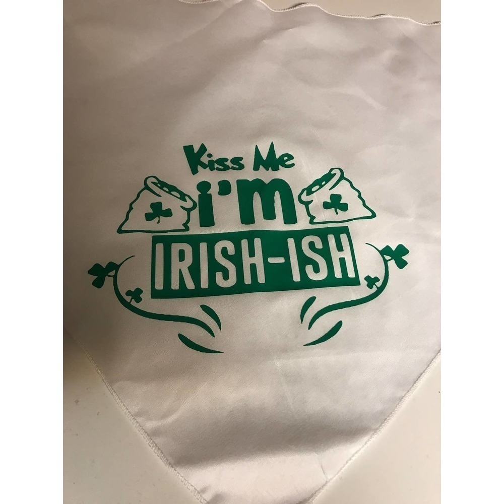 KISS Me I'm Isish-ish St Patrick's Day White Custom Design Handmade Head Bandana